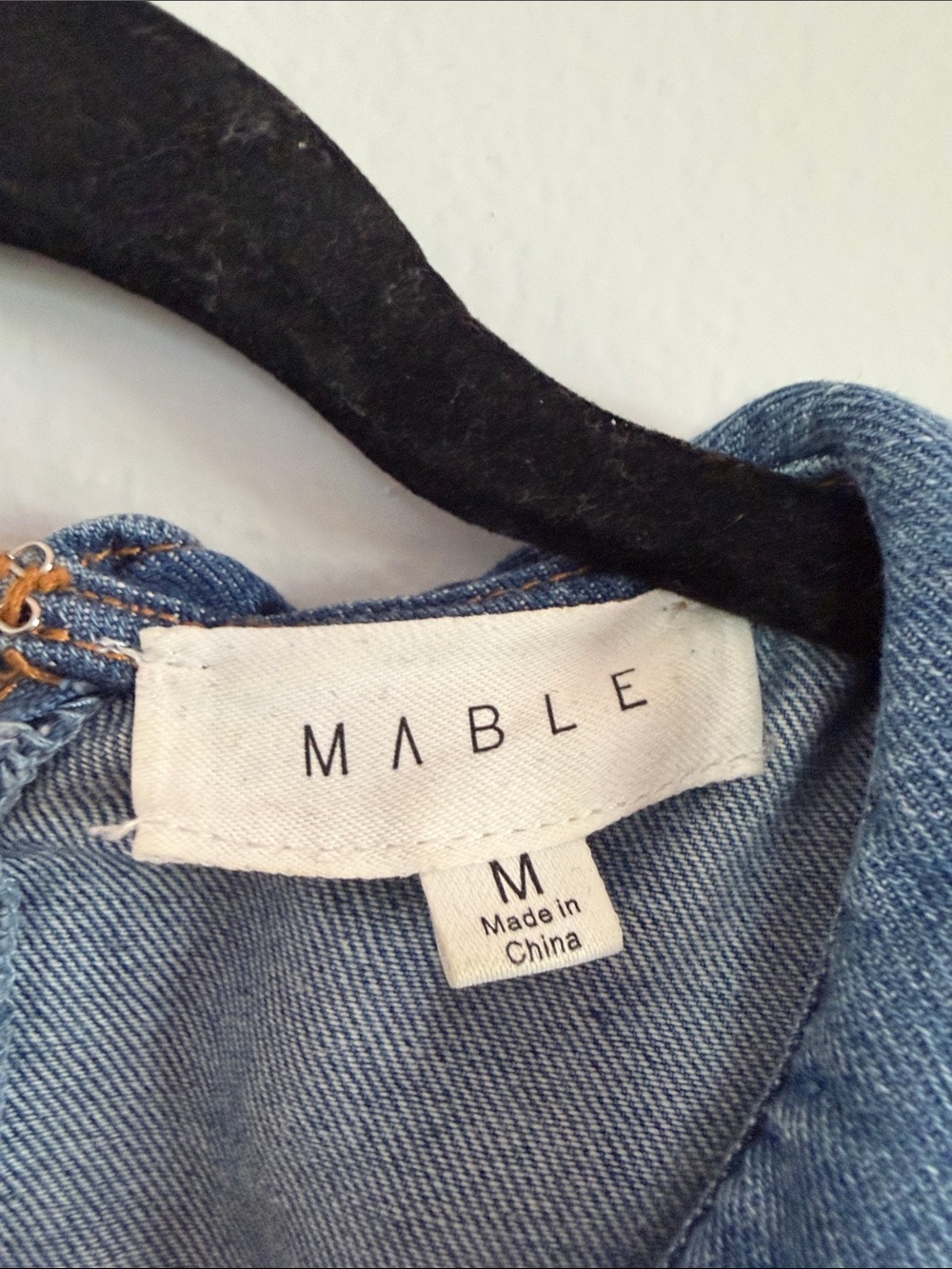 Ruffled Collar Denim Dress - Blue - Picture 2 of 2